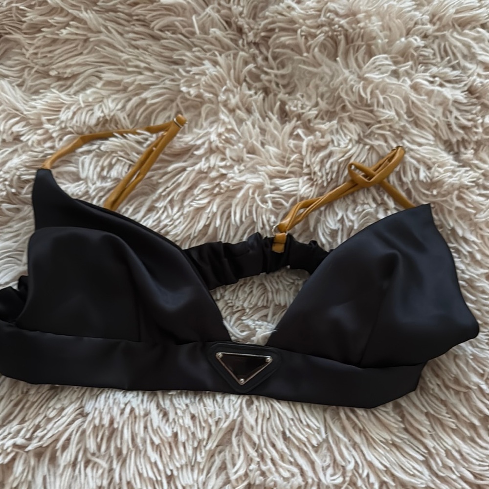 Fashion Nova Black Bralette with Gold Accents